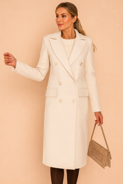 Women's elegant double-breasted winter coat with pockets 1