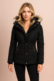 Women's quilted winter jacket with a hood, insulated 2