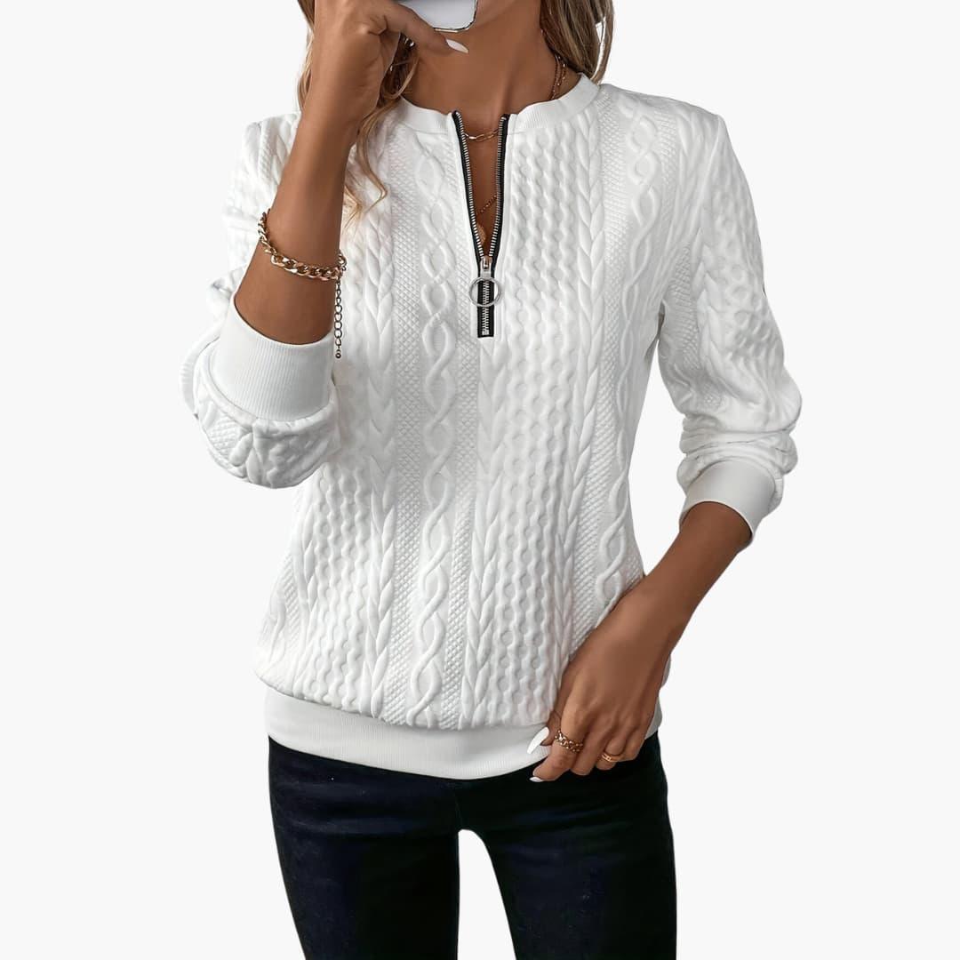 Womens Half Zip Jumper - Stylish Cable Knit Pullover with Zippered Neckline for Comfort and Versatility 0