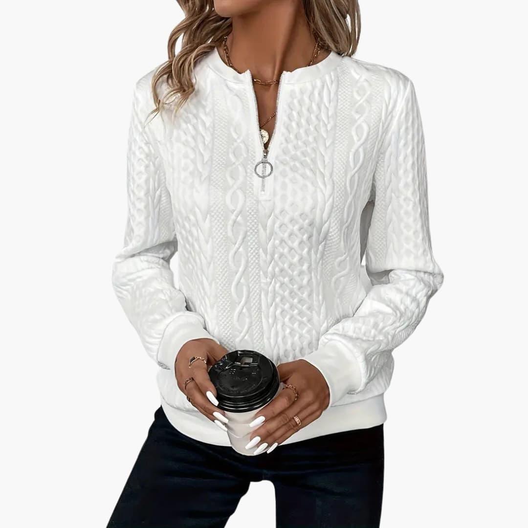 Womens Half Zip Jumper - Stylish Cable Knit Pullover with Zippered Neckline for Comfort and Versatility 1