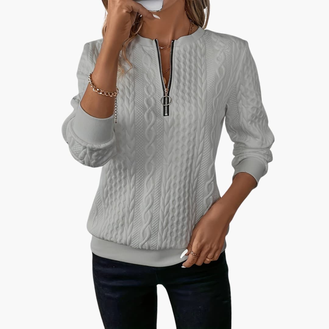 Womens Half Zip Jumper - Stylish Cable Knit Pullover with Zippered Neckline for Comfort and Versatility 10
