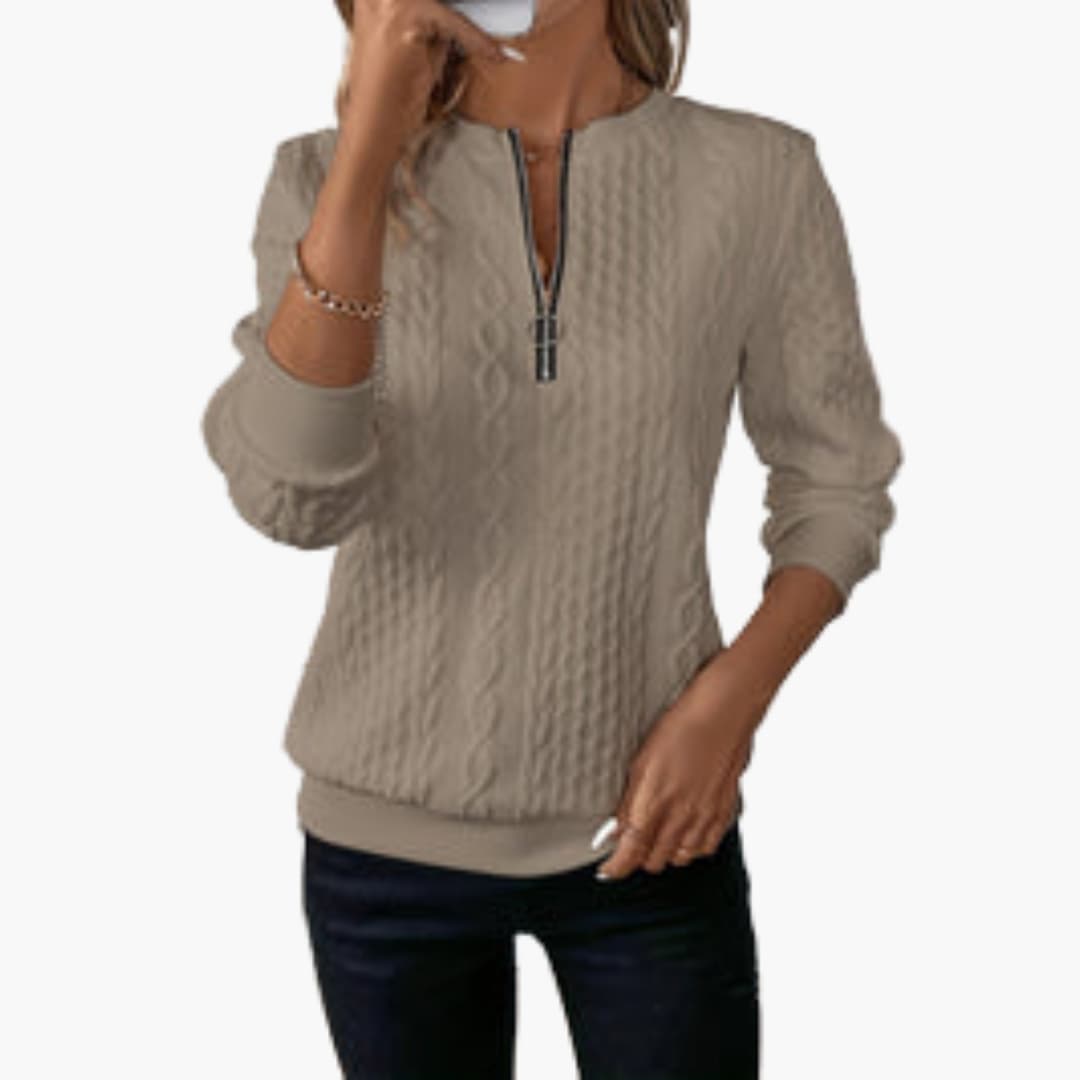 Womens Half Zip Jumper - Stylish Cable Knit Pullover with Zippered Neckline for Comfort and Versatility 11