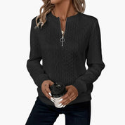 Womens Half Zip Jumper - Stylish Cable Knit Pullover with Zippered Neckline for Comfort and Versatility 7