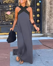 Womens Summer Maxi Dress - Elegant Crossed Design for Effortless Style and Comfort 2
