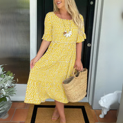 Womens Tiered Midi Dress - Elegant Summer Dresses for Effortless Style 2
