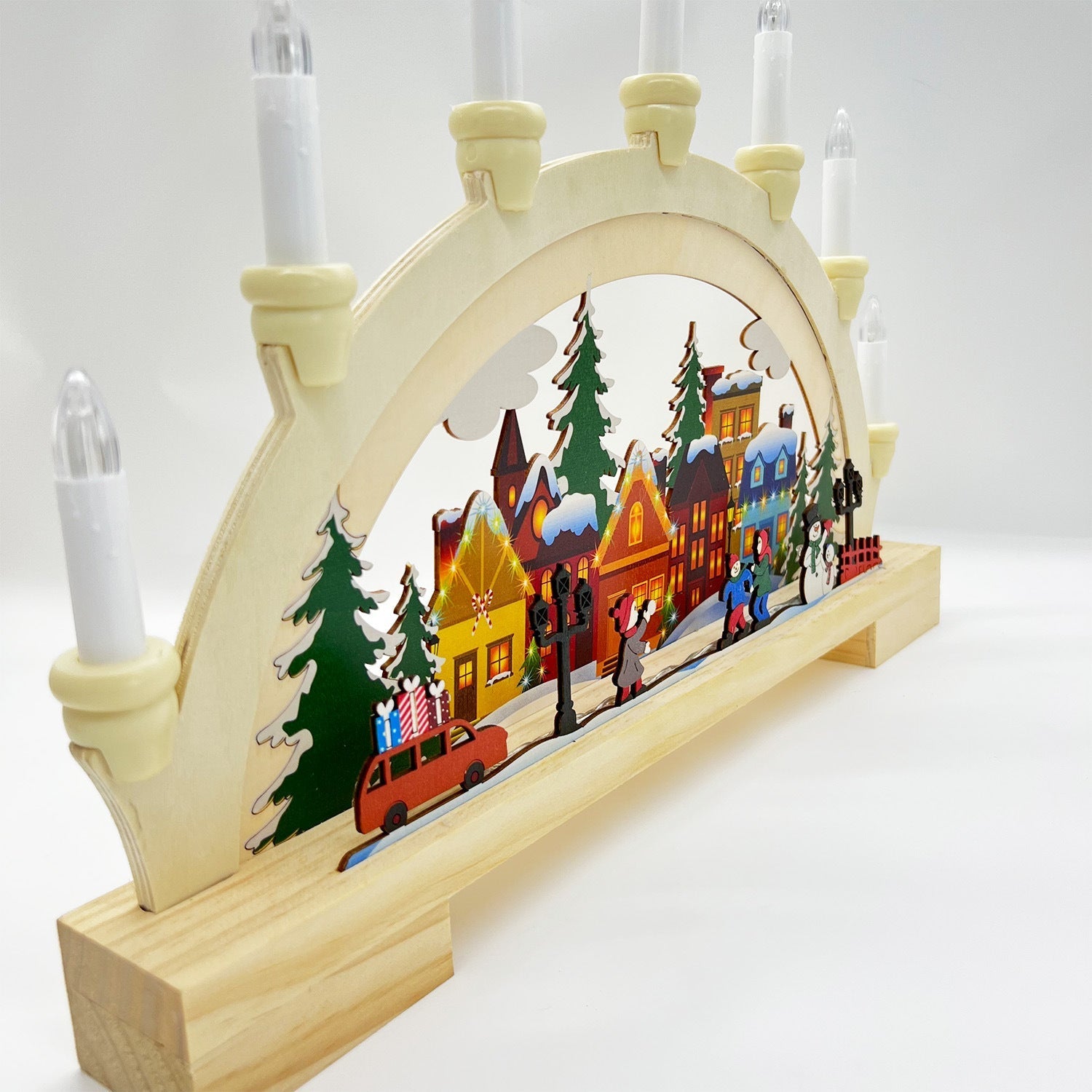 Wooden Christmas LED Bridge Lamp Decorations 3