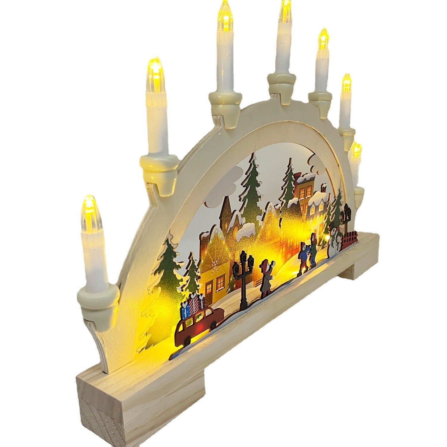 Wooden Christmas LED Bridge Lamp Decorations 5