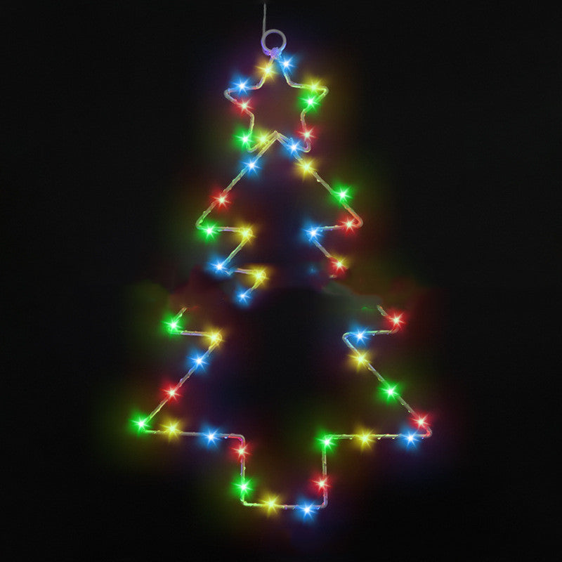 Wrought Iron Christmas Tree Shaped Lantern Festival LED Christmas Garland String Lights Fairy Curtain Lights for Home Party Decorations 0