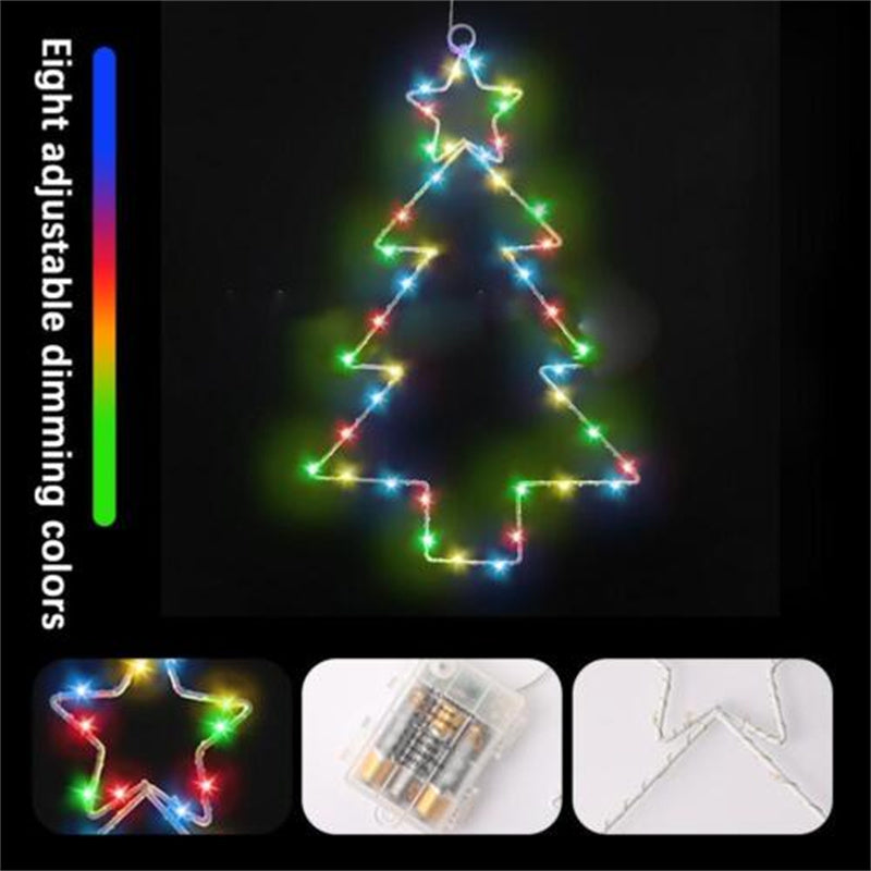 Wrought Iron Christmas Tree Shaped Lantern Festival LED Christmas Garland String Lights Fairy Curtain Lights for Home Party Decorations 1