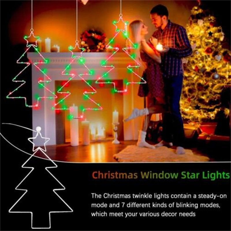 Wrought Iron Christmas Tree Shaped Lantern Festival LED Christmas Garland String Lights Fairy Curtain Lights for Home Party Decorations 4