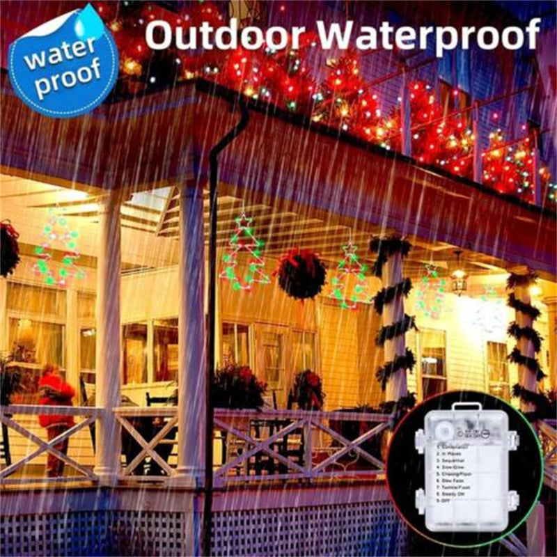 Wrought Iron Christmas Tree Shaped Lantern Festival LED Christmas Garland String Lights Fairy Curtain Lights for Home Party Decorations 5