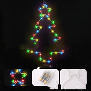 Wrought Iron Christmas Tree Shaped Lantern Festival LED Christmas Garland String Lights Fairy Curtain Lights for Home Party Decorations 7