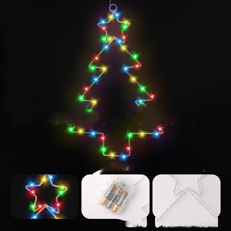 Wrought Iron Christmas Tree Shaped Lantern Festival LED Christmas Garland String Lights Fairy Curtain Lights for Home Party Decorations 7