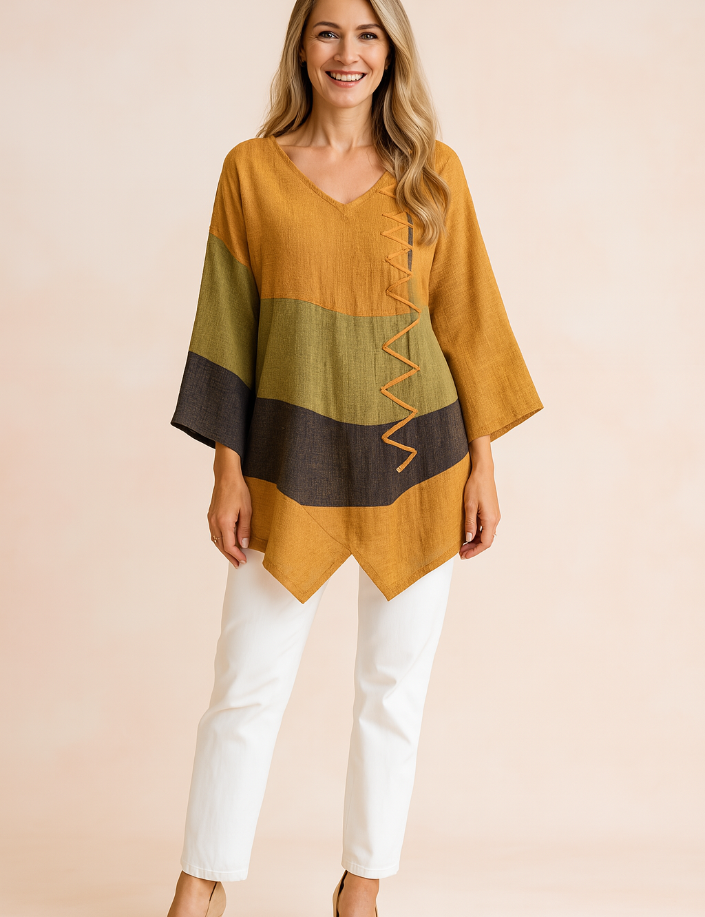 Ysabel | Asymmetric tunic with decorative side detail 1