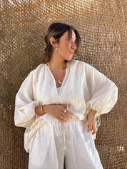 ZARA | Elegant V-Neck Shirt And Ruffle Shorts Set 4