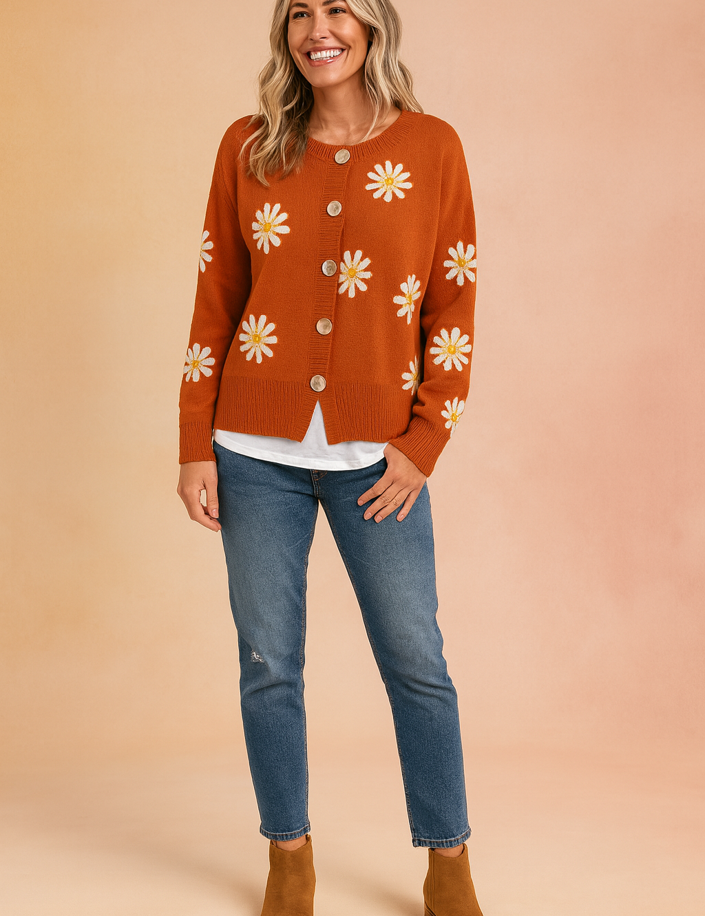 Zofia | Floral pattern cardigan with buttons 1