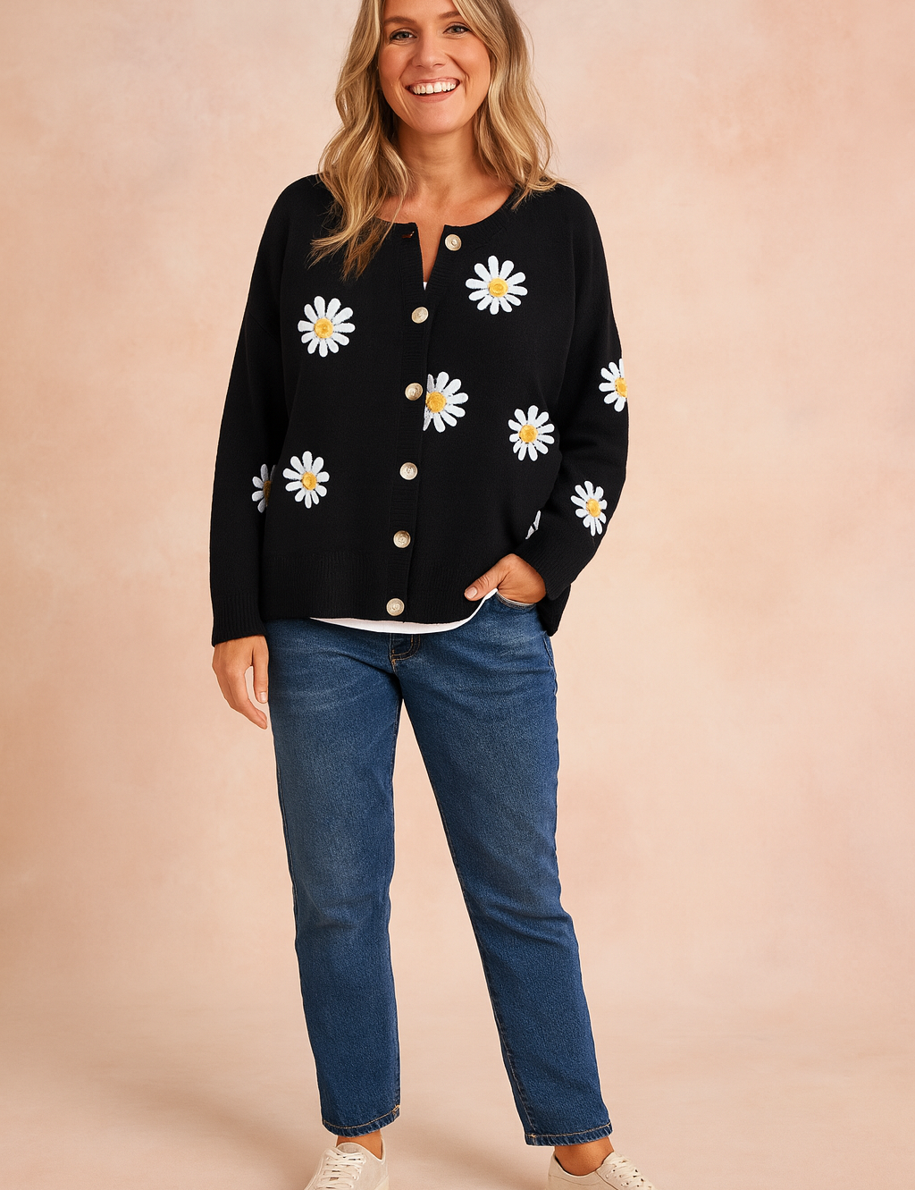 Zofia | Floral pattern cardigan with buttons 2