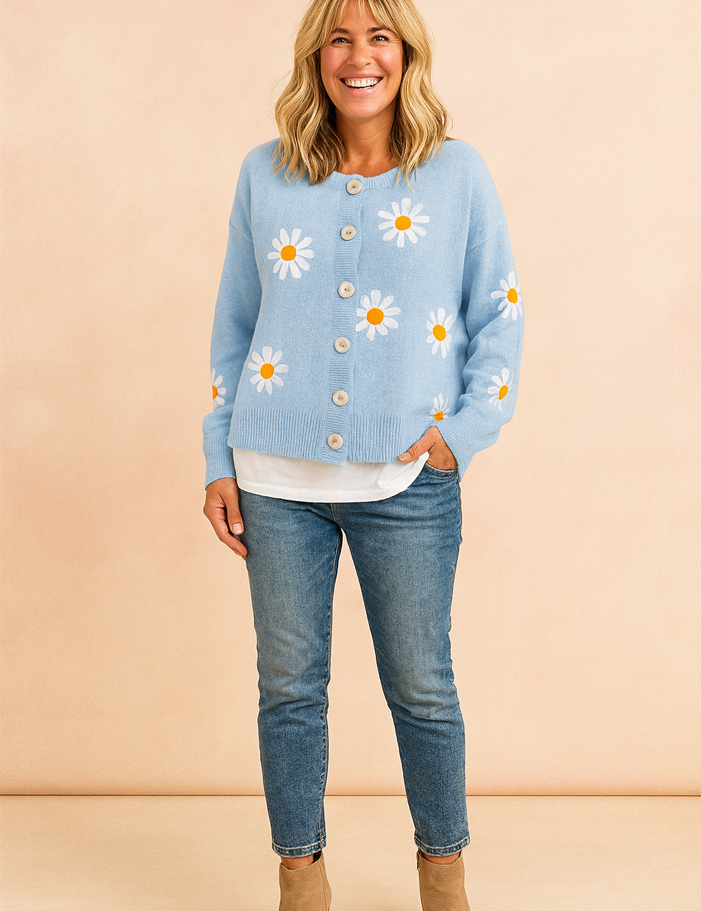 Zofia | Floral pattern cardigan with buttons 3