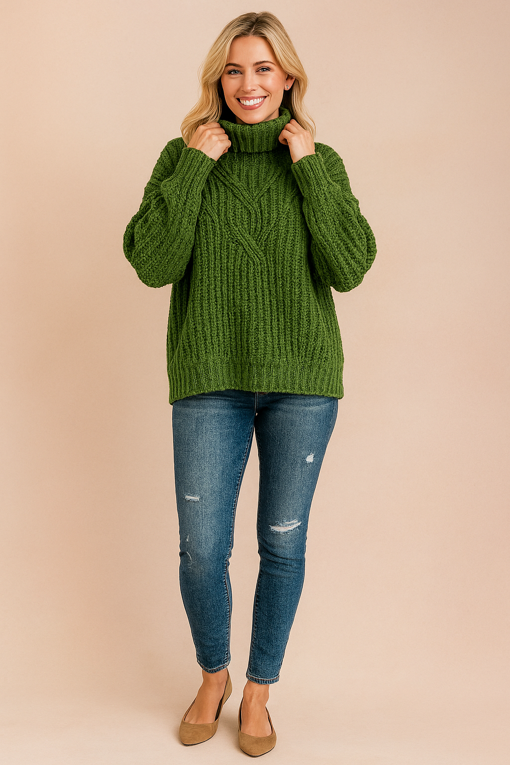 Zosia | Cable-knit turtleneck sweater with 3D texture 0