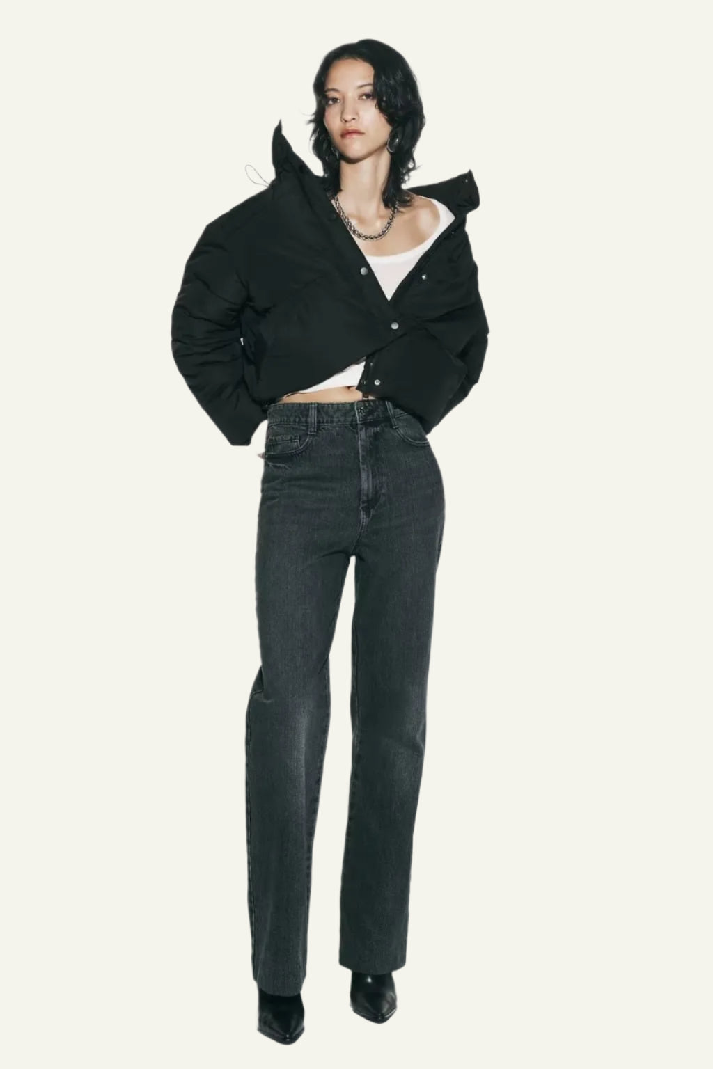 Women's Black Puffer Jacket Lightweight Warm Insulating Winter Coat