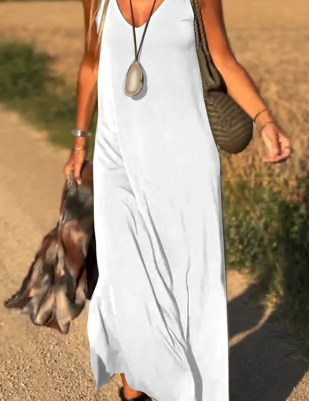Women's Sleeveless Maxi Dress for Summer Comfort Polyester