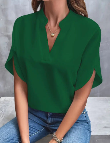 Women's Short Sleeve Blouse Comfortable Polyester Summer Top