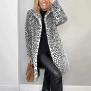 Women's Winter Coat Plush Leopard Print Lightweight Puffer