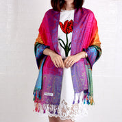 Women's Elegant Jacquard Scarf Lightweight Linen