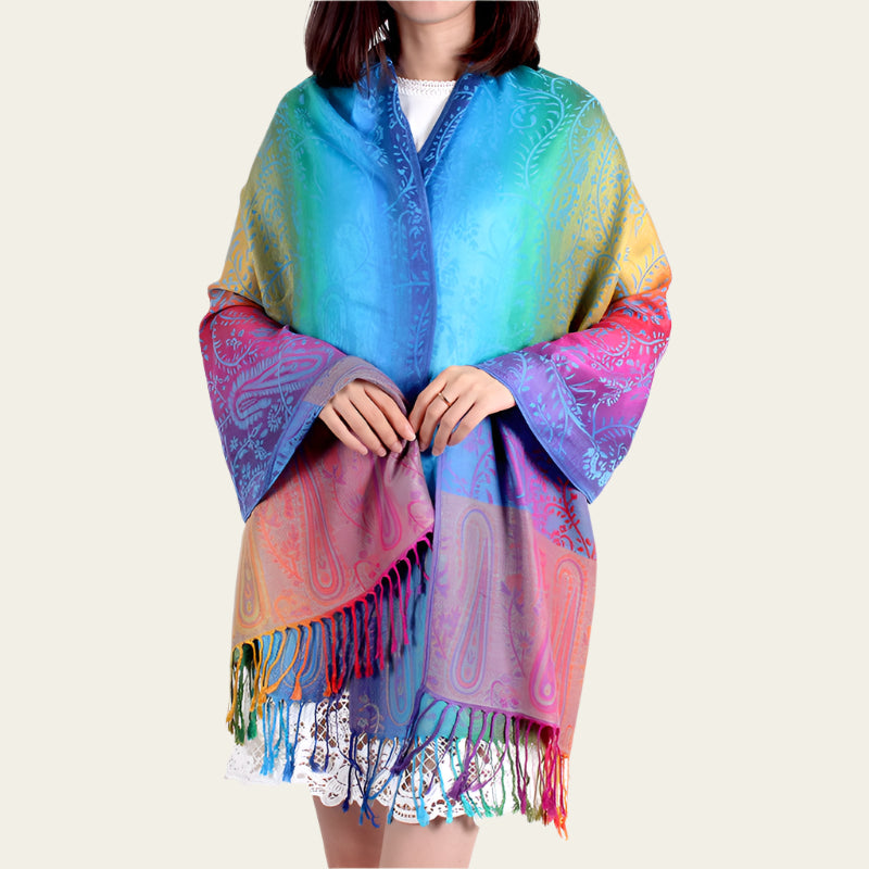 Women's Elegant Jacquard Scarf Lightweight Linen