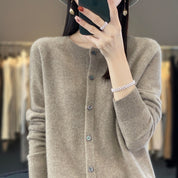 Women's Stylish Round Neck Cardigan Comfortable Knit Knitwear