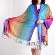 Women's Elegant Jacquard Scarf Lightweight Linen