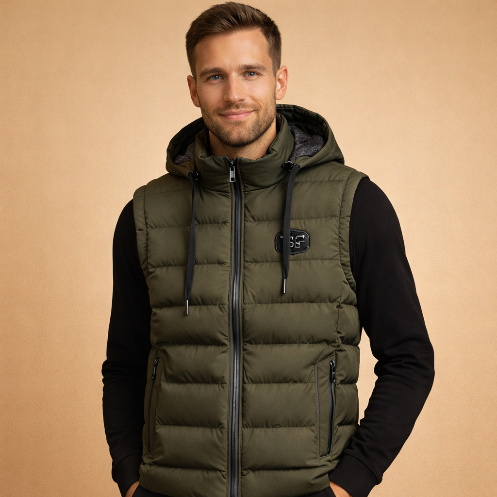 Zayden | Men's Hooded Quilted Puffer Vest with Zip Closure
