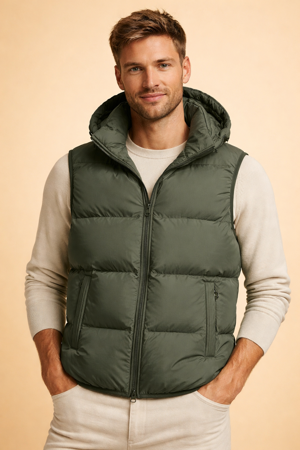 Ronan | Men's Hooded Quilted Puffer Vest with Front Zip