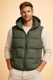 Ronan | Men's Hooded Quilted Puffer Vest with Front Zip