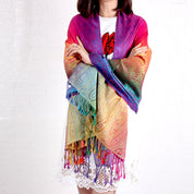 Women's Elegant Jacquard Scarf Lightweight Linen