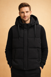 Landon | Men's Hooded Puffer Vest with Zip Pockets