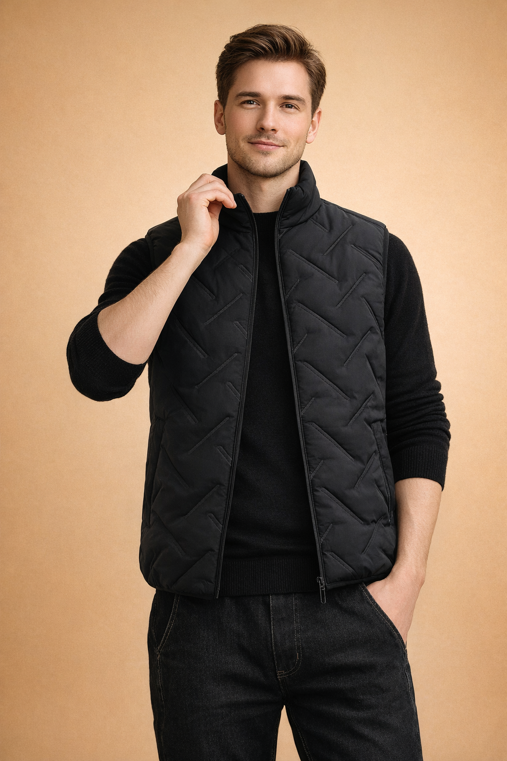 Kellan | Men's Stand Collar Quilted Puffer Vest with Zip Closure