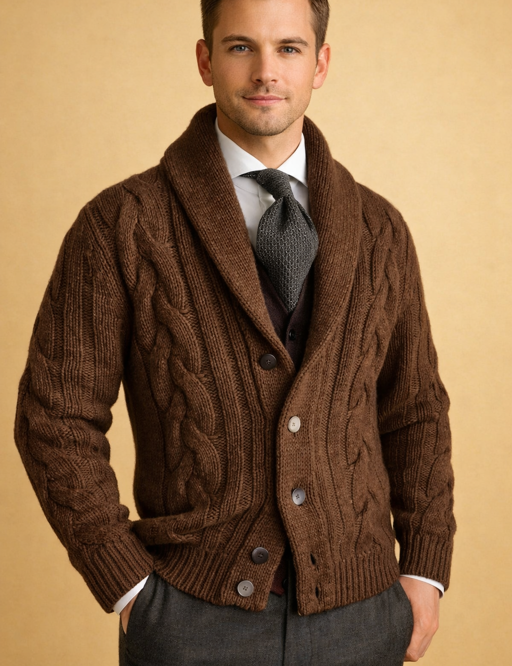 Rasmus | Men's Casual Knitted Button Cardigan | Warm