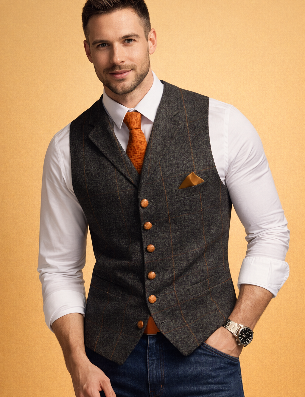 Henry | Men's Tailored Fit Button Front Formal Waistcoat Vest