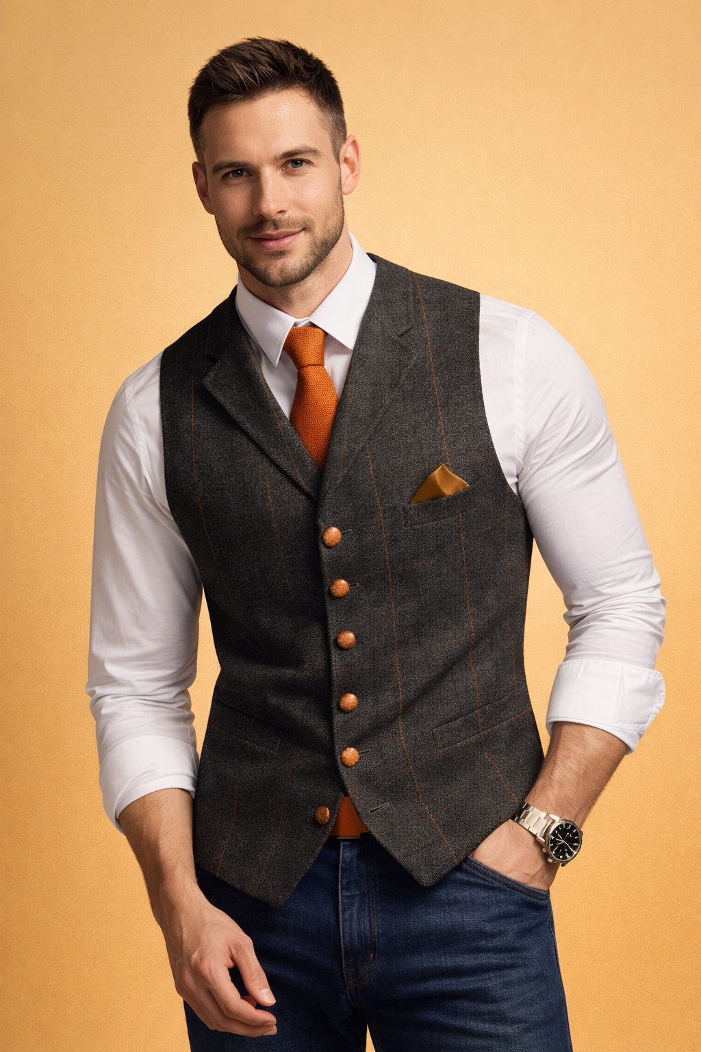 Henry | Men's Tailored Fit Button Front Formal Waistcoat Vest