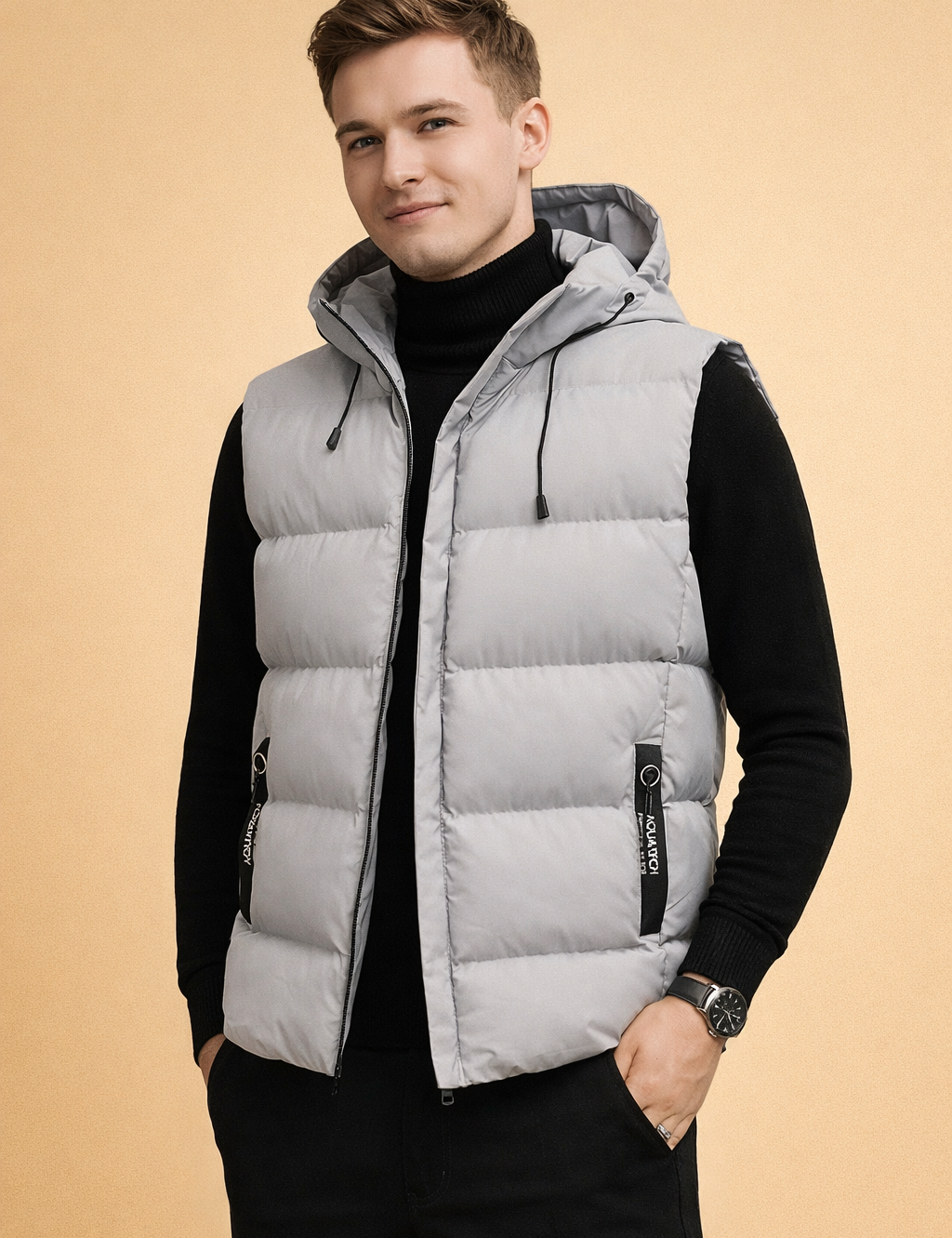 Bryson | Men's Hooded Quilted Puffer Vest with Zip Pockets