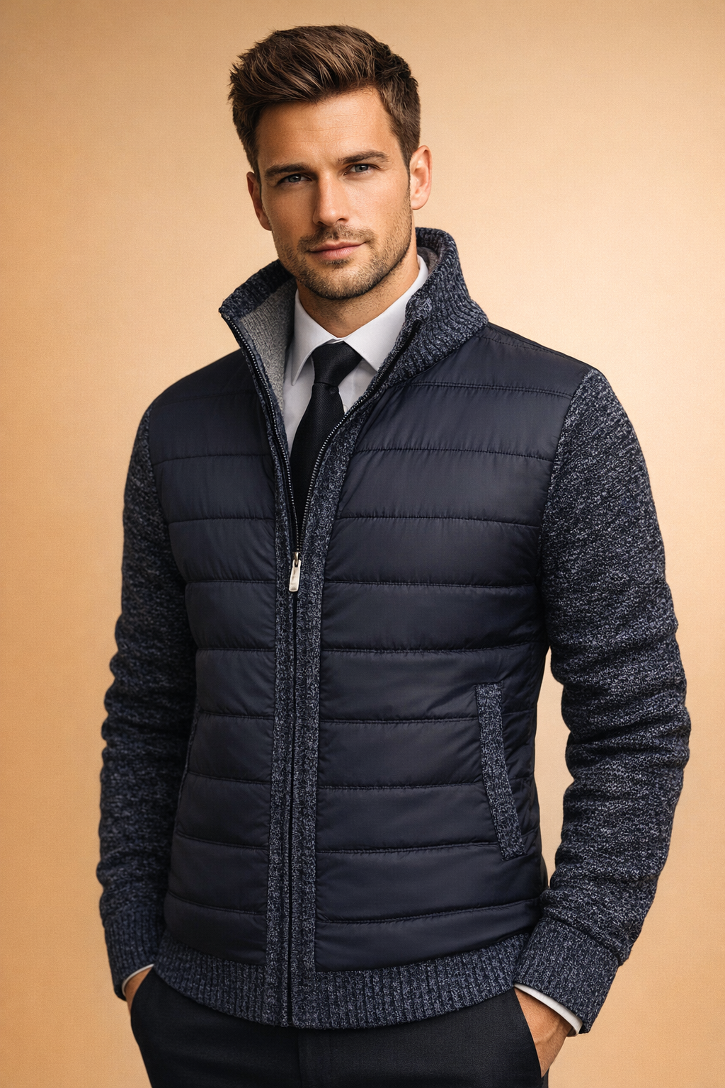 Landon | Men's Quilted Zip-Up Knit Vest Sweater