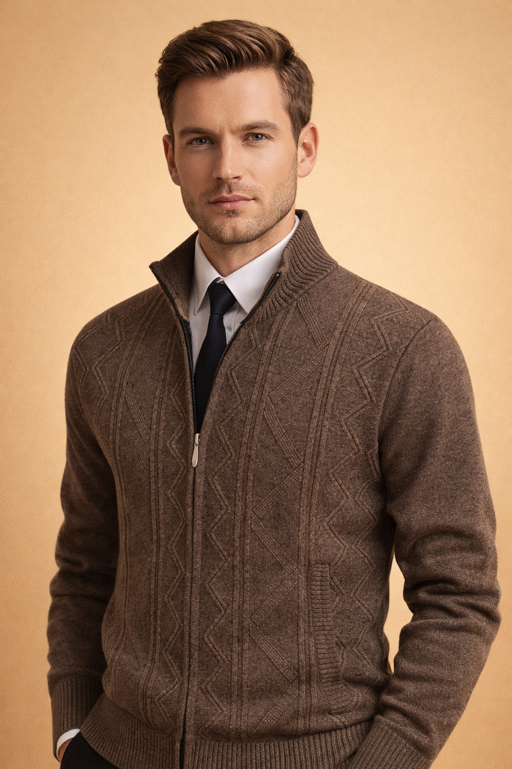 Landon | Men's Quilted Zip-Up Knit Vest Sweater