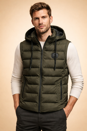 Zayden | Men's Hooded Quilted Puffer Vest with Zip Closure