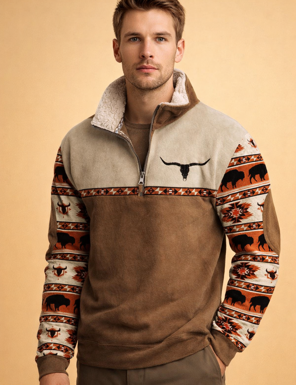Wyatt | Men's Quarter Zip Patterned Knit Pullover Sweater