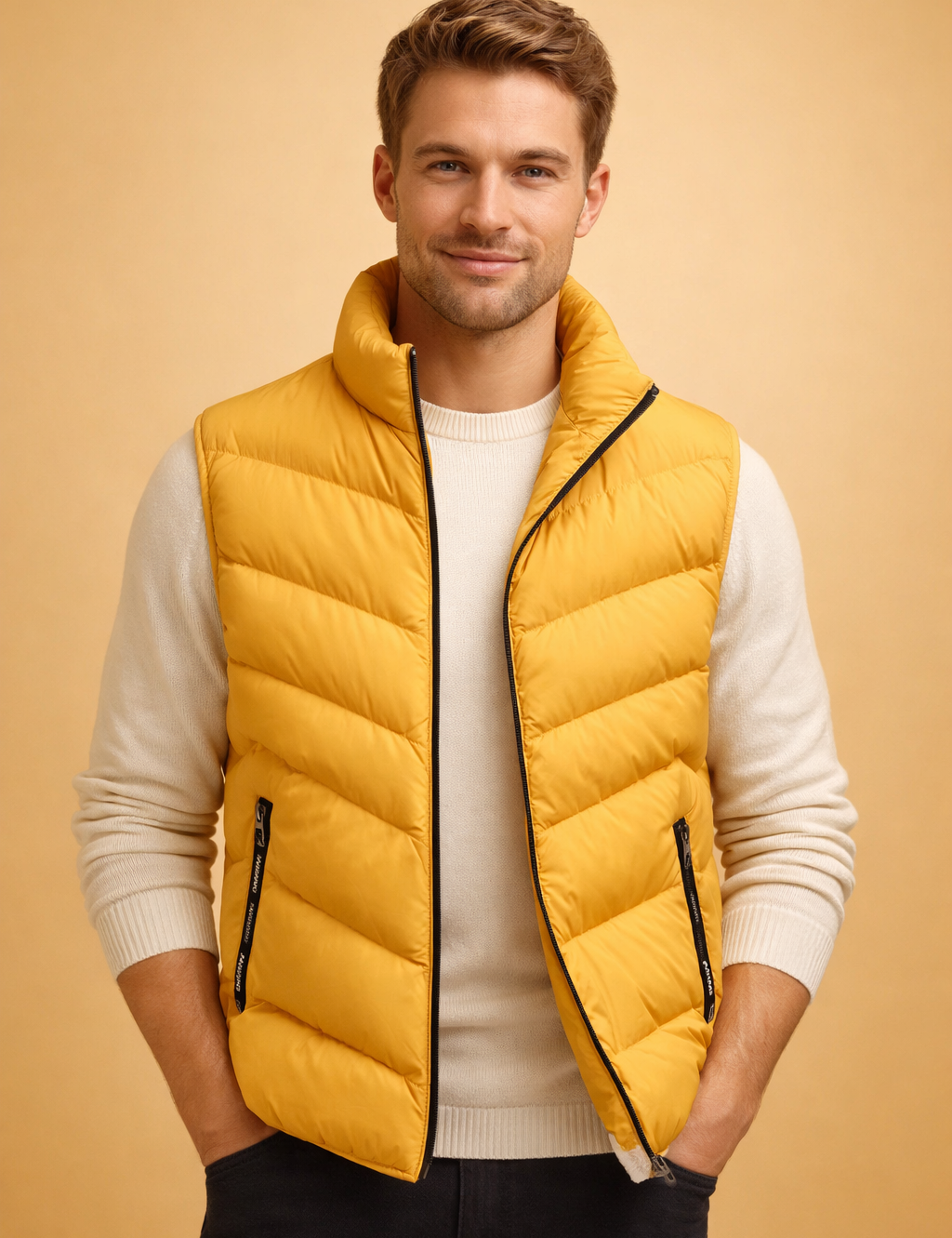 Preston | Men's Insulated Puffer Vest with Stand Collar and Zip Pockets