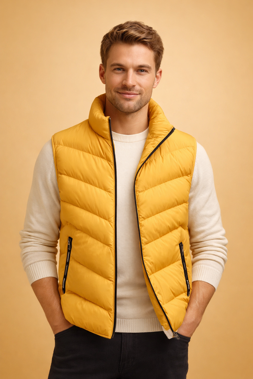 Preston | Men's Insulated Puffer Vest with Stand Collar and Zip Pockets