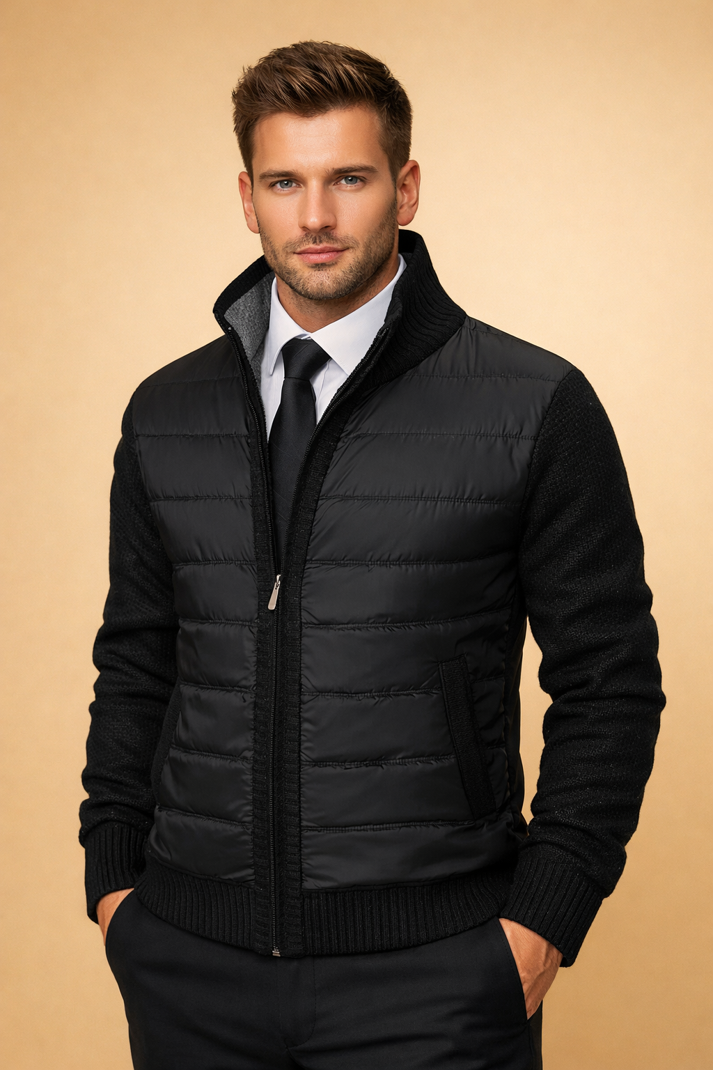 Landon | Men's Quilted Zip-Up Knit Vest Sweater