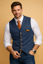 Henry | Men's Tailored Fit Button Front Formal Waistcoat Vest