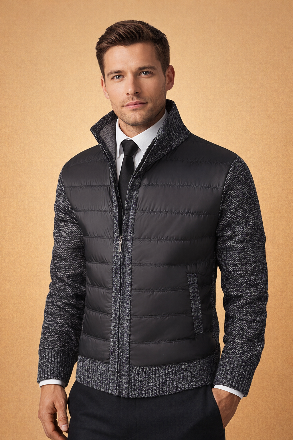 Landon | Men's Quilted Zip-Up Knit Vest Sweater